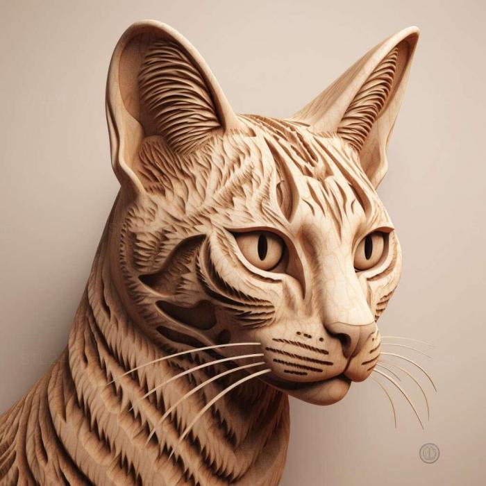 Природа и животные (Кошка из саванны 2, NATURE_6702) 3D модель для ЧПУ станка